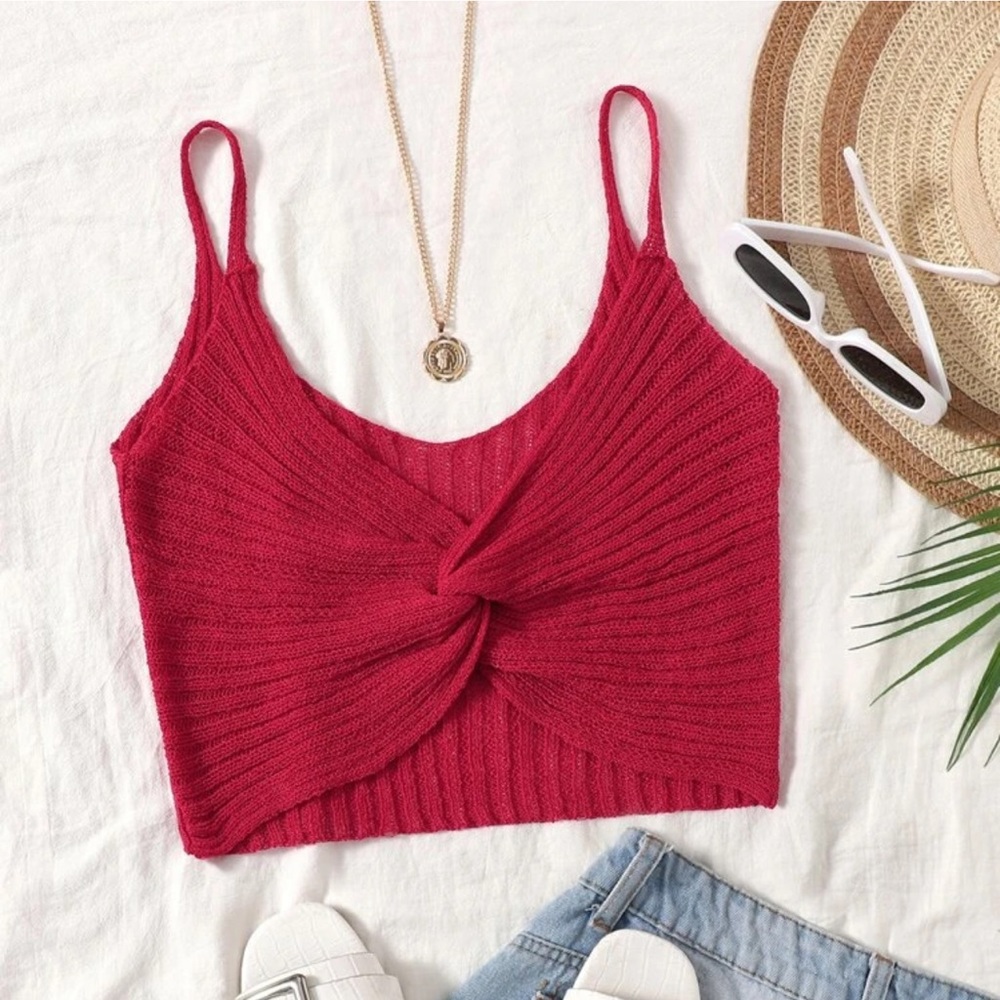 Twist front rib knit crop top BRAND NEW
